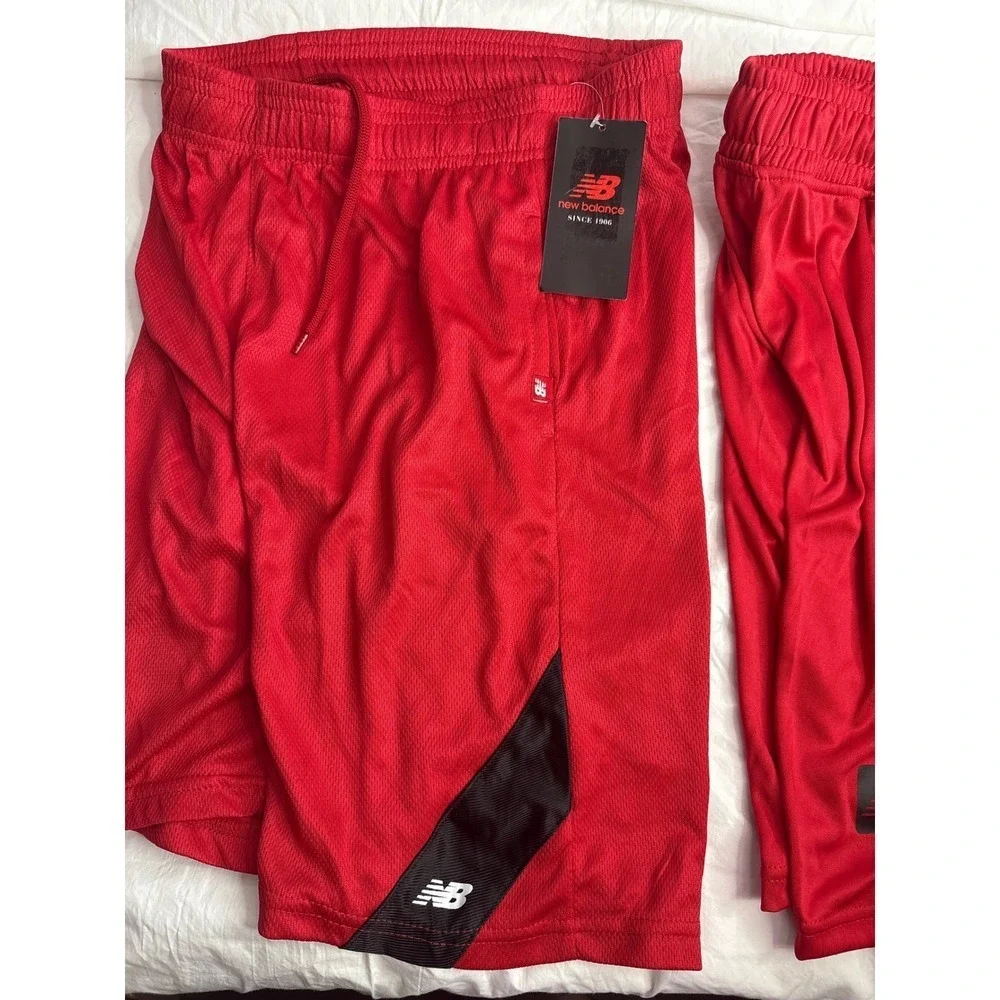 2 NWT New Balance Kids Red Athletic Mesh Shorts Size L 14 16 Basketball Training